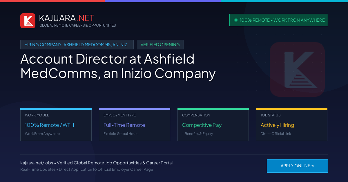 [100% Remote] Account Director at Ashfield MedComms, an Inizio Company – Hiring Now