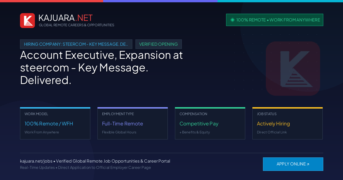 [100% Remote] Account Executive, Expansion at steercom - Key Message. Delivered. – Hiring Now