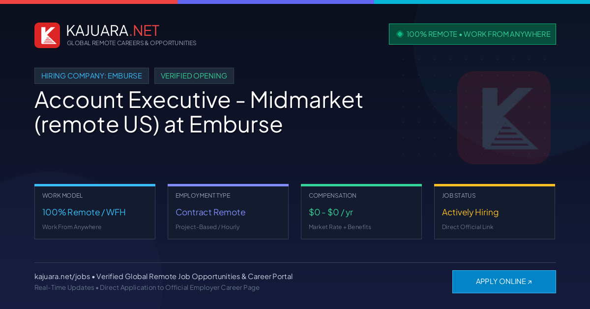 [100% Remote] Account Executive - Midmarket (remote US) at Emburse – Hiring Now