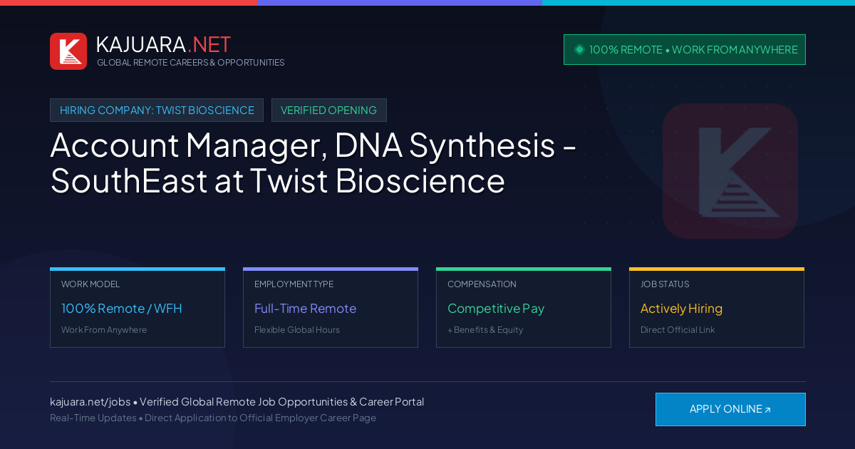 [100% Remote] Account Manager, DNA Synthesis - SouthEast at Twist Bioscience – Hiring Now