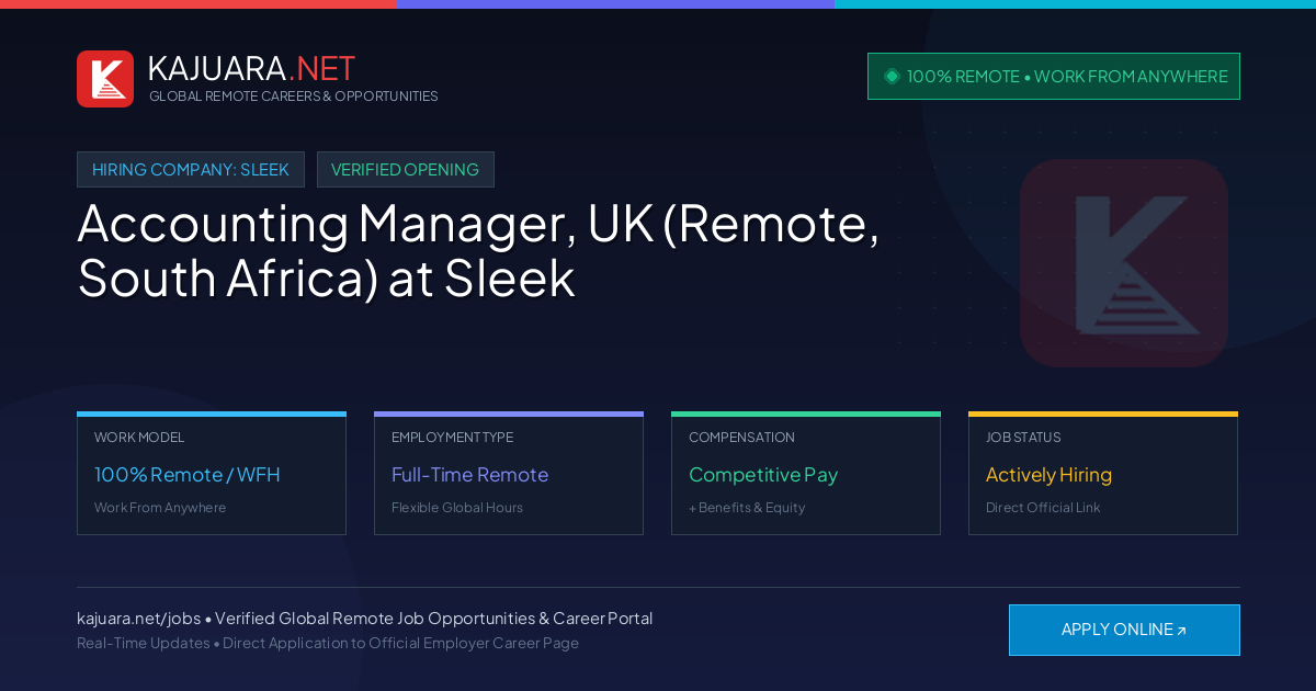 [100% Remote] Accounting Manager, UK (Remote, South Africa) at Sleek – Hiring Now