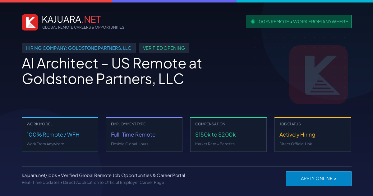 [100% Remote] AI Architect – US Remote at Goldstone Partners, LLC – Hiring Now