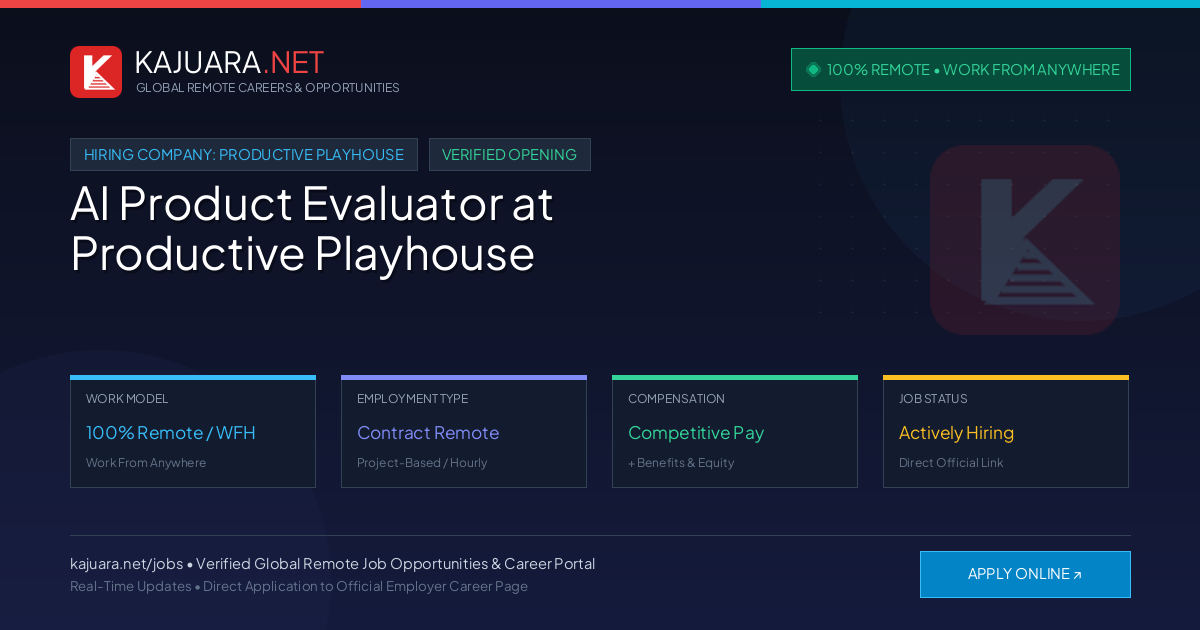 [100% Remote] AI Product Evaluator at Productive Playhouse – Hiring Now