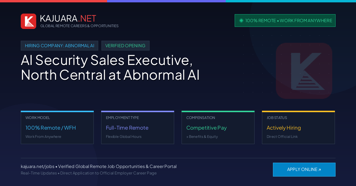[100% Remote] AI Security Sales Executive, North Central at Abnormal AI – Hiring Now