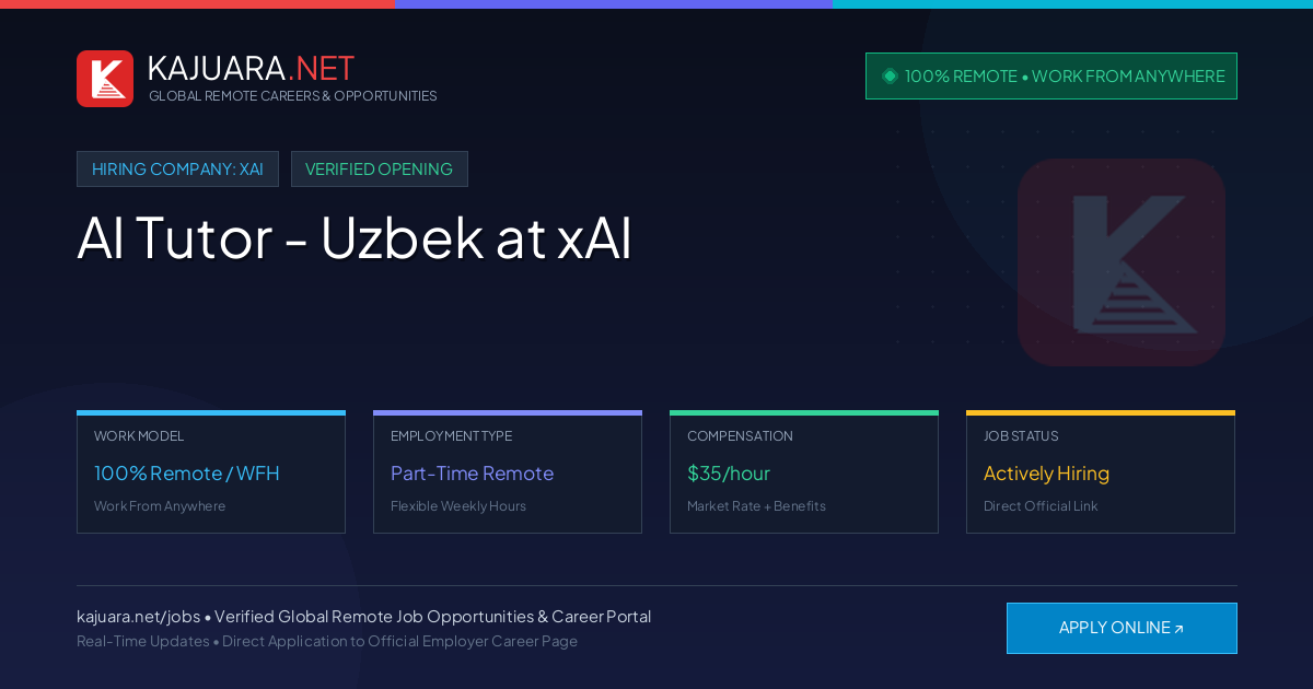 [100% Remote] AI Tutor - Uzbek at xAI – Hiring Now