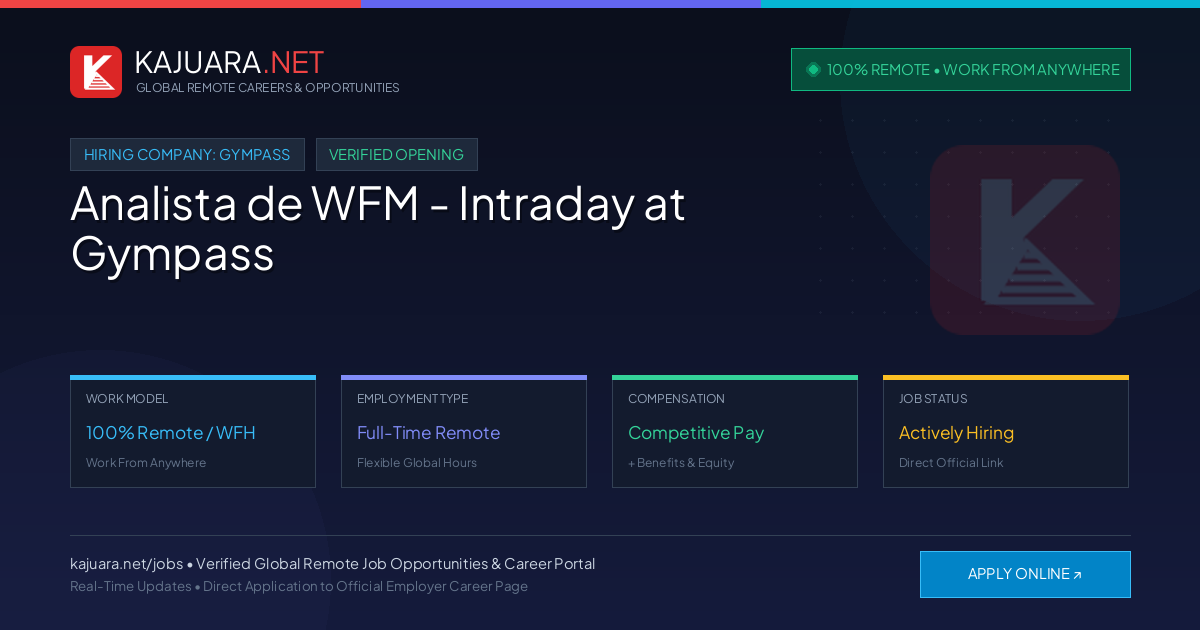 [100% Remote] Analista de WFM - Intraday at Gympass – Hiring Now