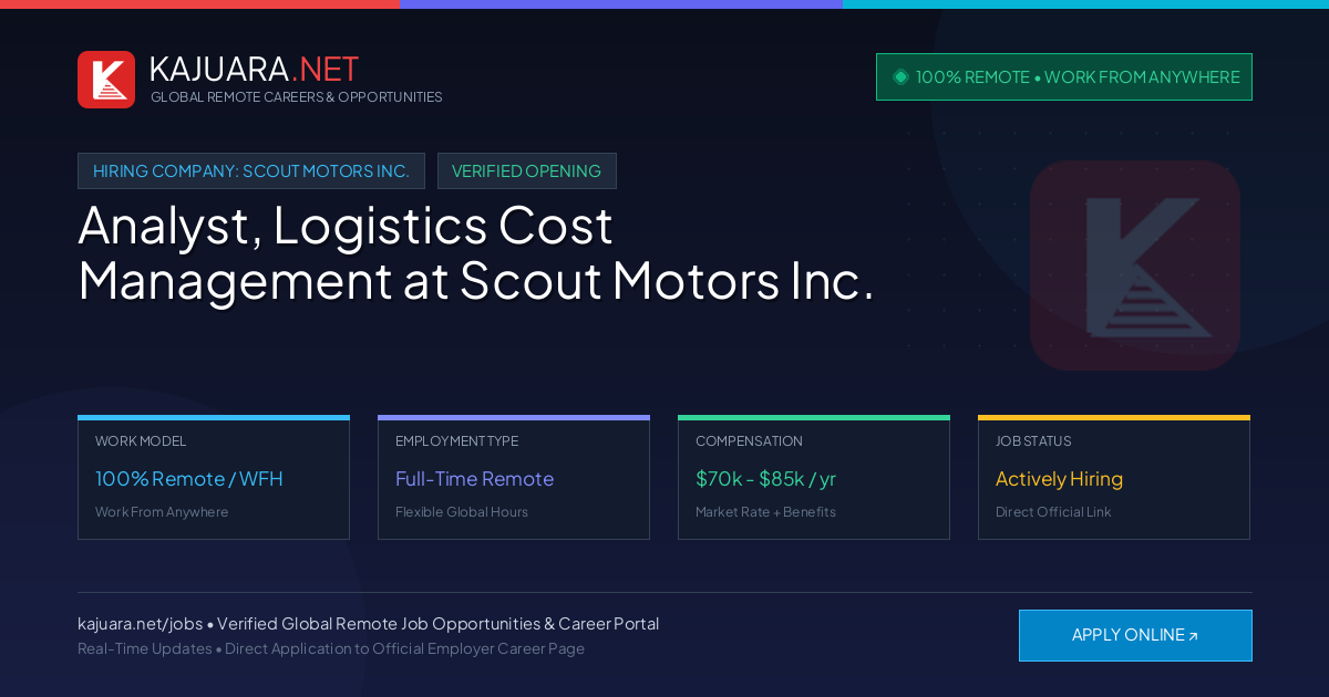 [100% Remote] Analyst, Logistics Cost Management at Scout Motors Inc. – Hiring Now