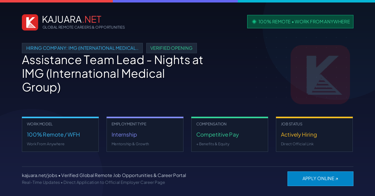 [100% Remote] Assistance Team Lead - Nights at IMG (International Medical Group) – Hiring Now