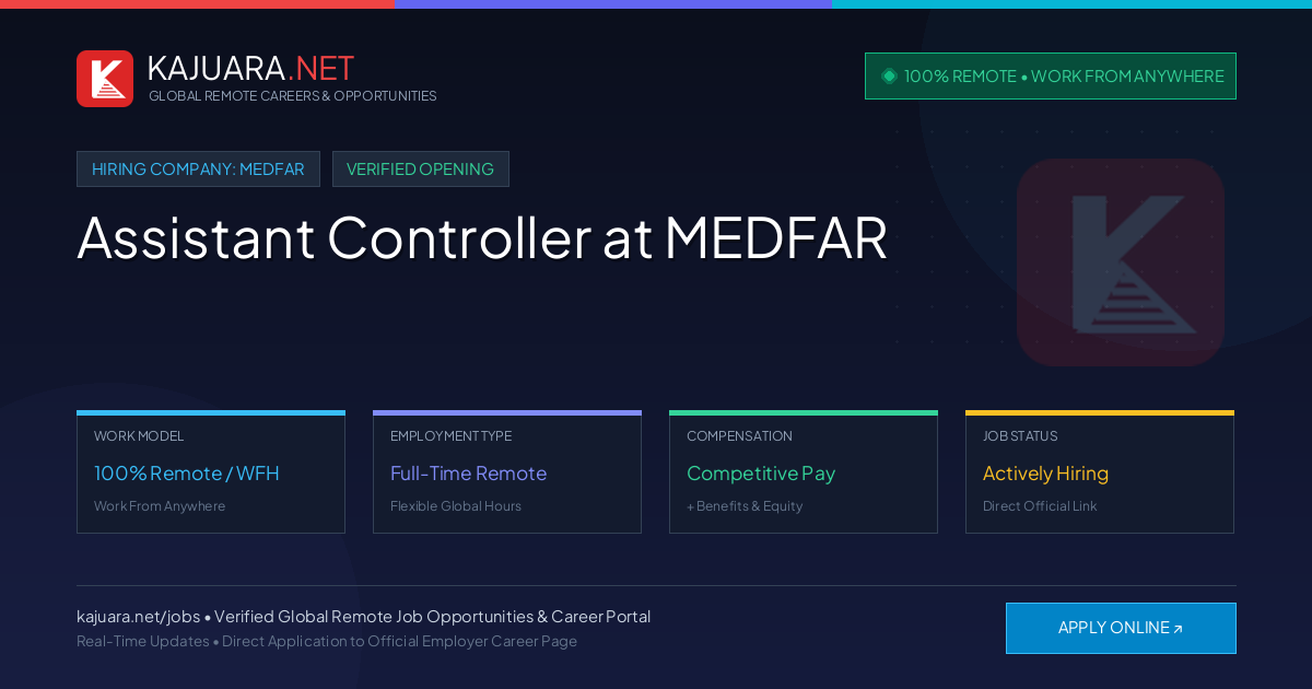 [100% Remote] Assistant Controller at MEDFAR – Hiring Now