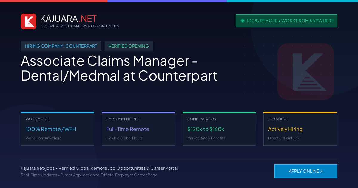 [100% Remote] Associate Claims Manager - Dental/Medmal at Counterpart – Hiring Now