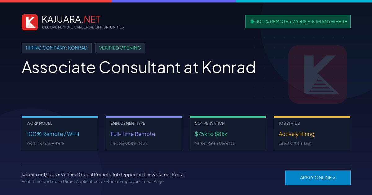 [100% Remote] Associate Consultant at Konrad – Hiring Now