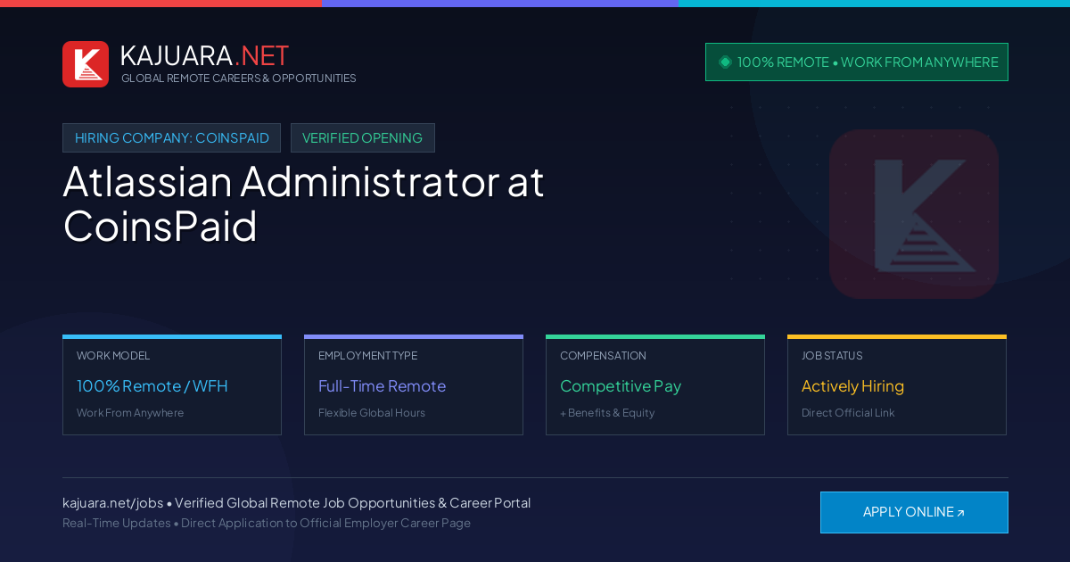 [100% Remote] Atlassian Administrator at CoinsPaid – Hiring Now