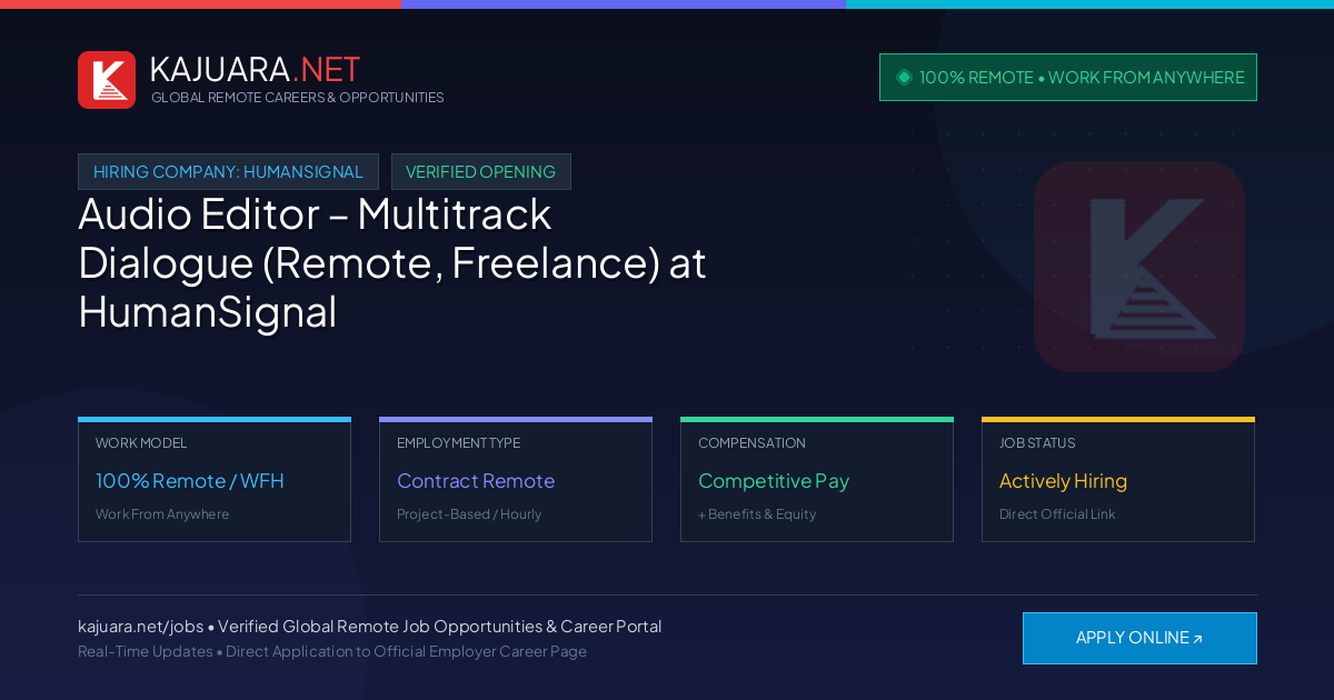 [100% Remote] Audio Editor – Multitrack Dialogue (Remote, Freelance) at HumanSignal – Hiring Now