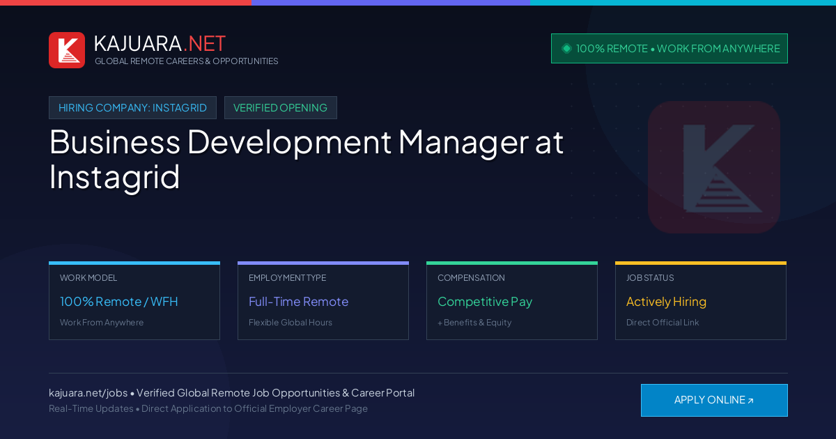 [100% Remote] Business Development Manager at Instagrid – Hiring Now