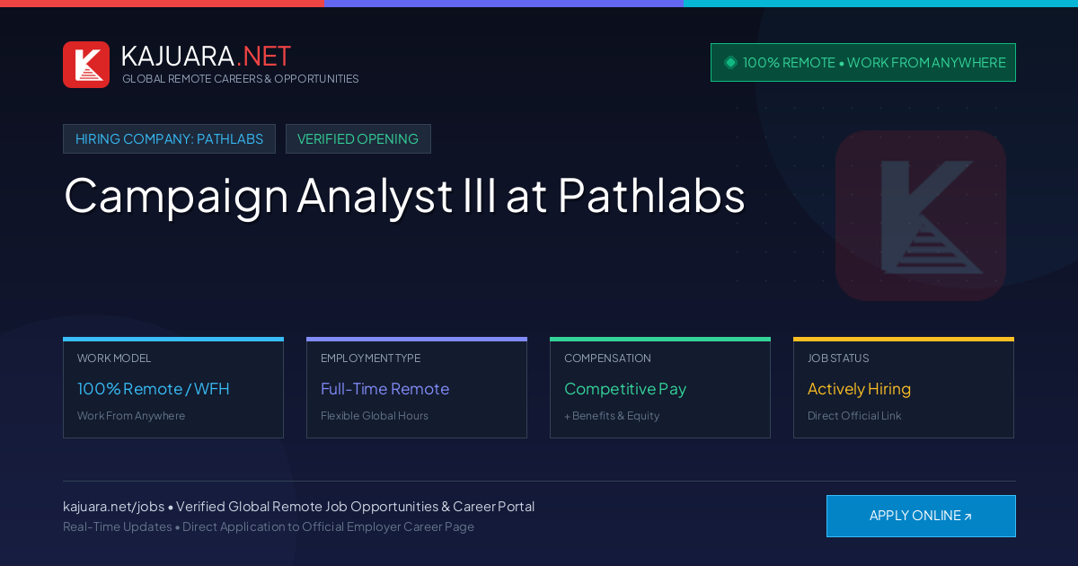 [100% Remote] Campaign Analyst III at Pathlabs – Hiring Now