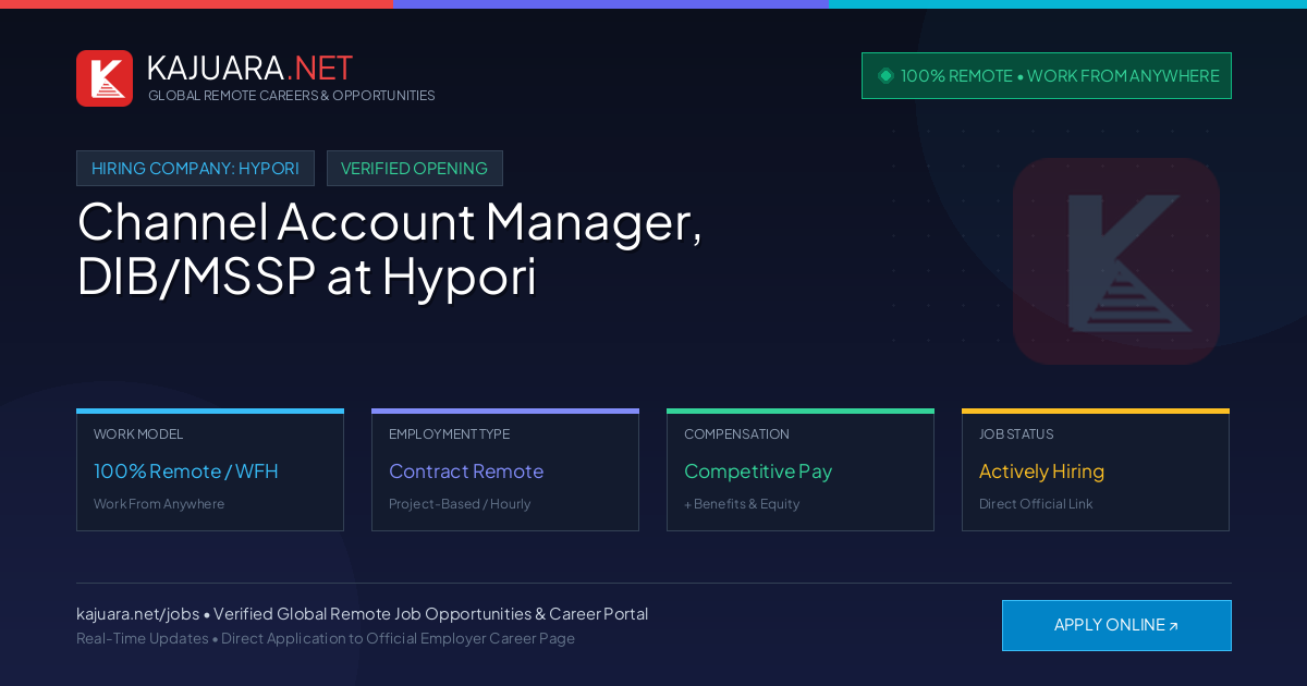 [100% Remote] Channel Account Manager, DIB/MSSP at Hypori – Hiring Now