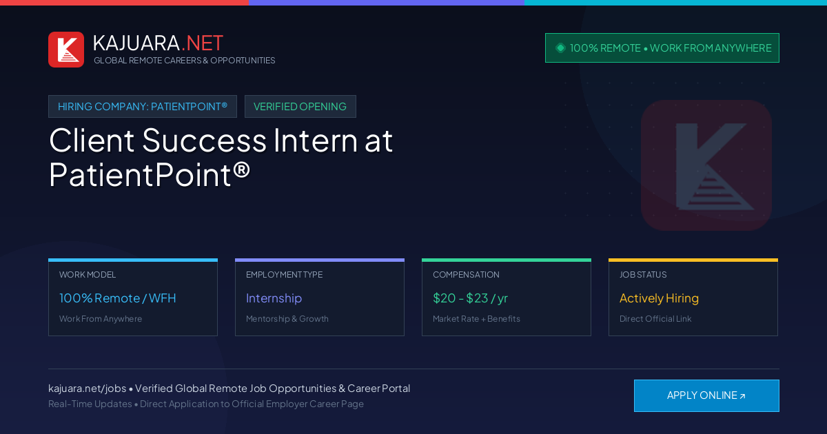 [100% Remote] Client Success Intern at PatientPoint® – Hiring Now