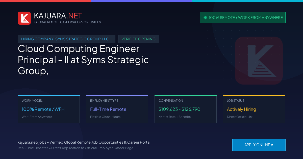 [100% Remote] Cloud Computing Engineer Principal - II at Syms Strategic Group, LLC (SSG) – Hiring Now