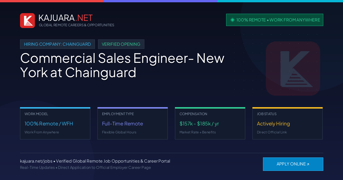 [100% Remote] Commercial Sales Engineer- New York at Chainguard – Hiring Now