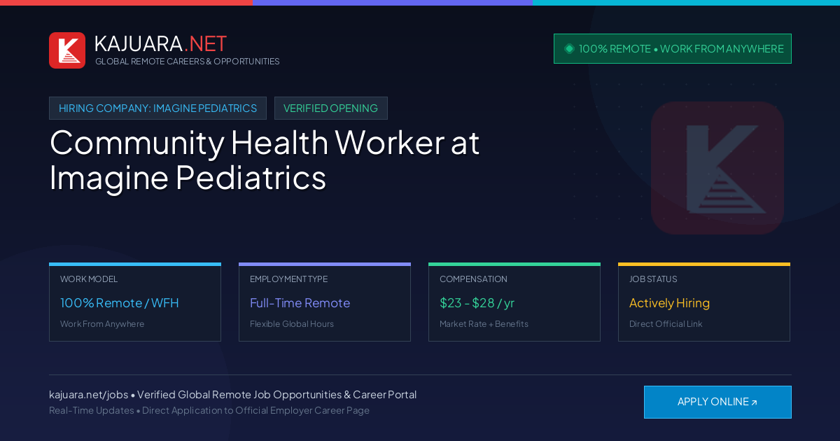 [100% Remote] Community Health Worker at Imagine Pediatrics – Hiring Now
