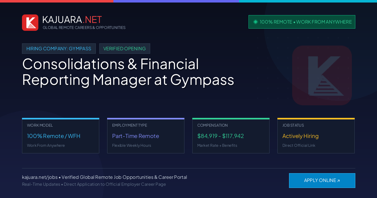 [100% Remote] Consolidations & Financial Reporting Manager at Gympass – Hiring Now