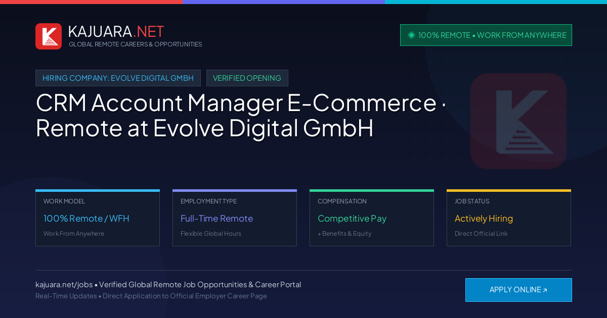 [100% Remote] CRM Account Manager E-Commerce · Remote at Evolve Digital GmbH – Hiring Now