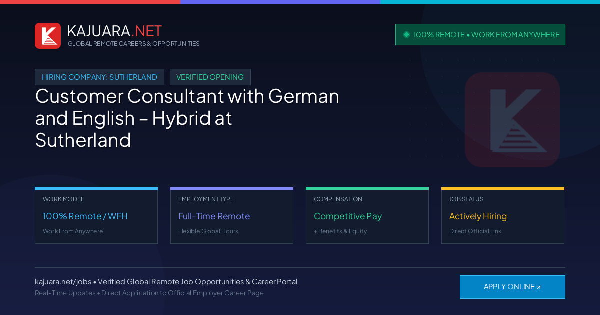 [100% Remote] Customer Consultant with German and English – Hybrid at Sutherland – Hiring Now