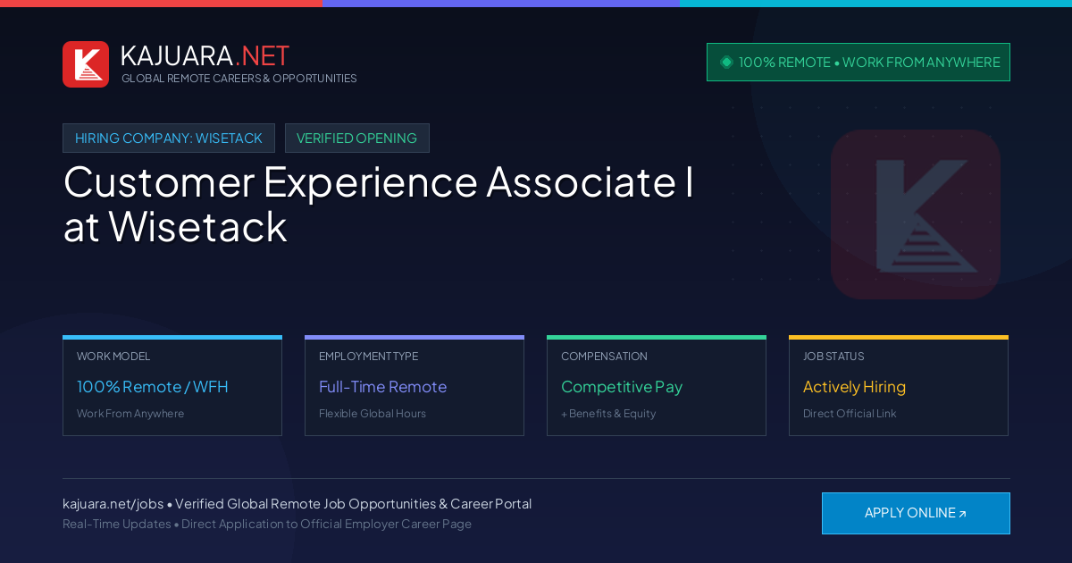 [100% Remote] Customer Experience Associate I at Wisetack – Hiring Now