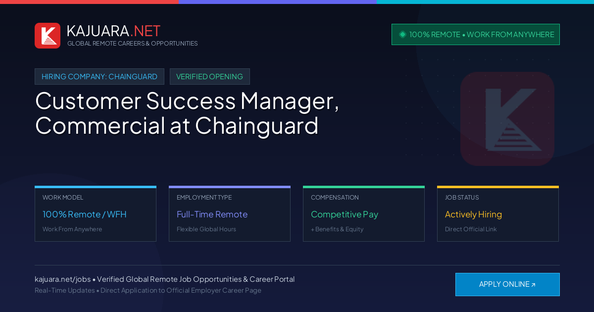[100% Remote] Customer Success Manager, Commercial at Chainguard – Hiring Now