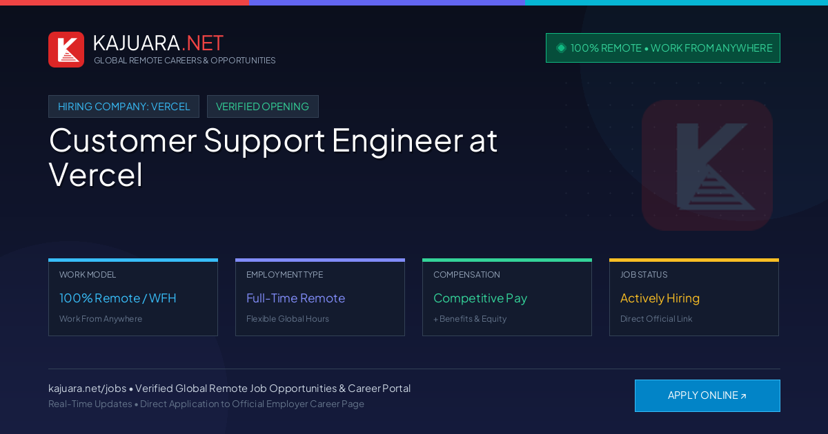 [100% Remote] Customer Support Engineer at Vercel – Hiring Now