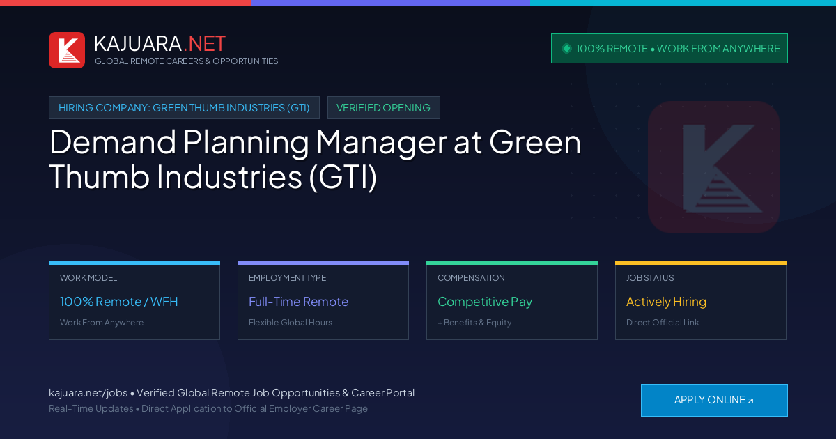 [100% Remote] Demand Planning Manager at Green Thumb Industries (GTI) – Hiring Now