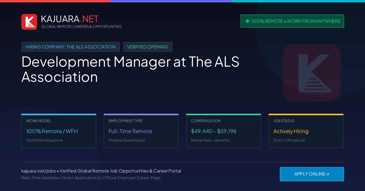 [100% Remote] Development Manager at The ALS Association – Hiring Now