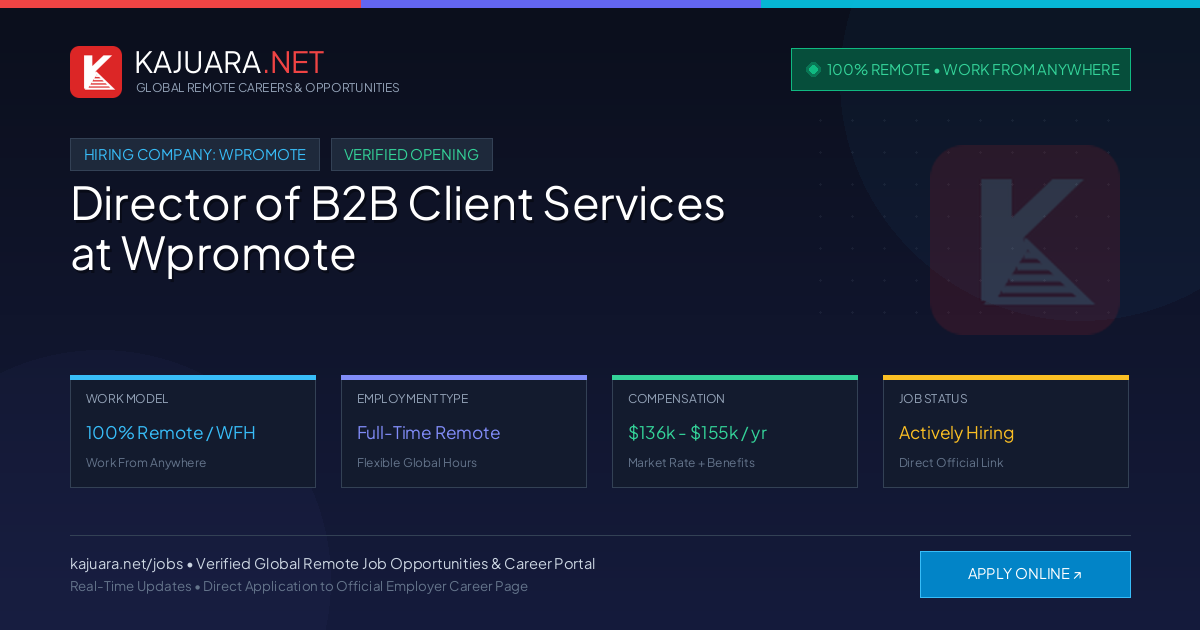 [100% Remote] Director of B2B Client Services at Wpromote – Hiring Now