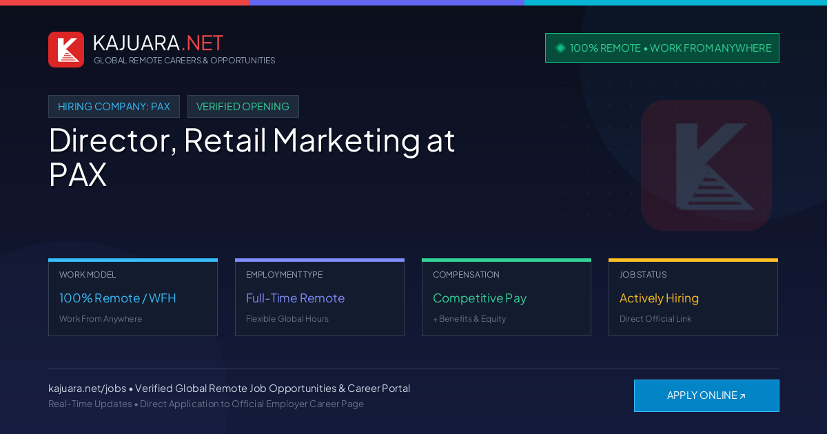 [100% Remote] Director, Retail Marketing at PAX – Hiring Now