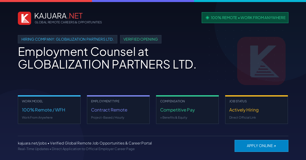 [100% Remote] Employment Counsel at GLOBALIZATION PARTNERS LTD. – Hiring Now