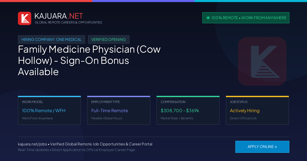 [100% Remote] Family Medicine Physician (Cow Hollow) - Sign-On Bonus Available - Remote flexibility at One Medical – Hiring Now