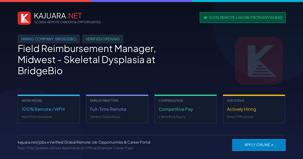[100% Remote] Field Reimbursement Manager, Midwest - Skeletal Dysplasia at BridgeBio – Hiring Now