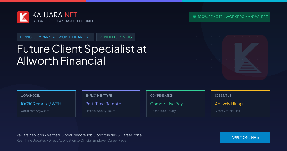 [100% Remote] Future Client Specialist at Allworth Financial – Hiring Now