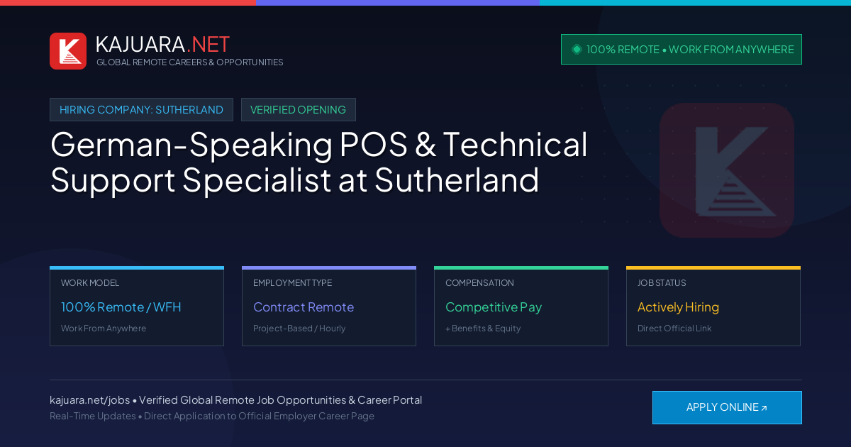 [100% Remote] German-Speaking POS & Technical Support Specialist at Sutherland – Hiring Now