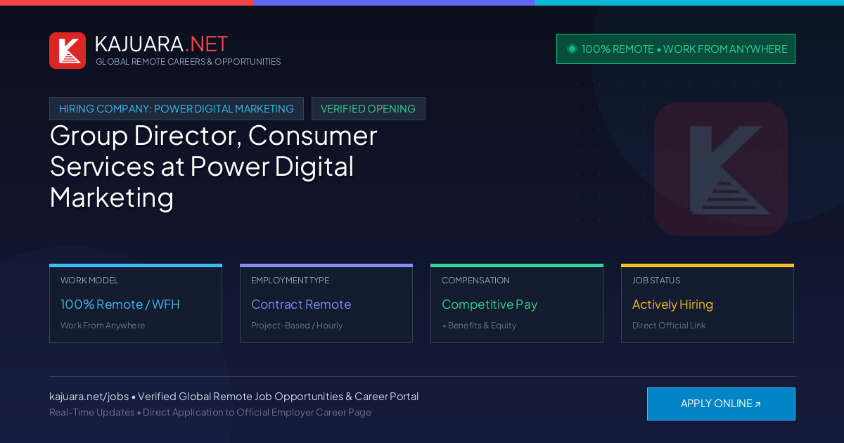 [100% Remote] Group Director, Consumer Services at Power Digital Marketing – Hiring Now