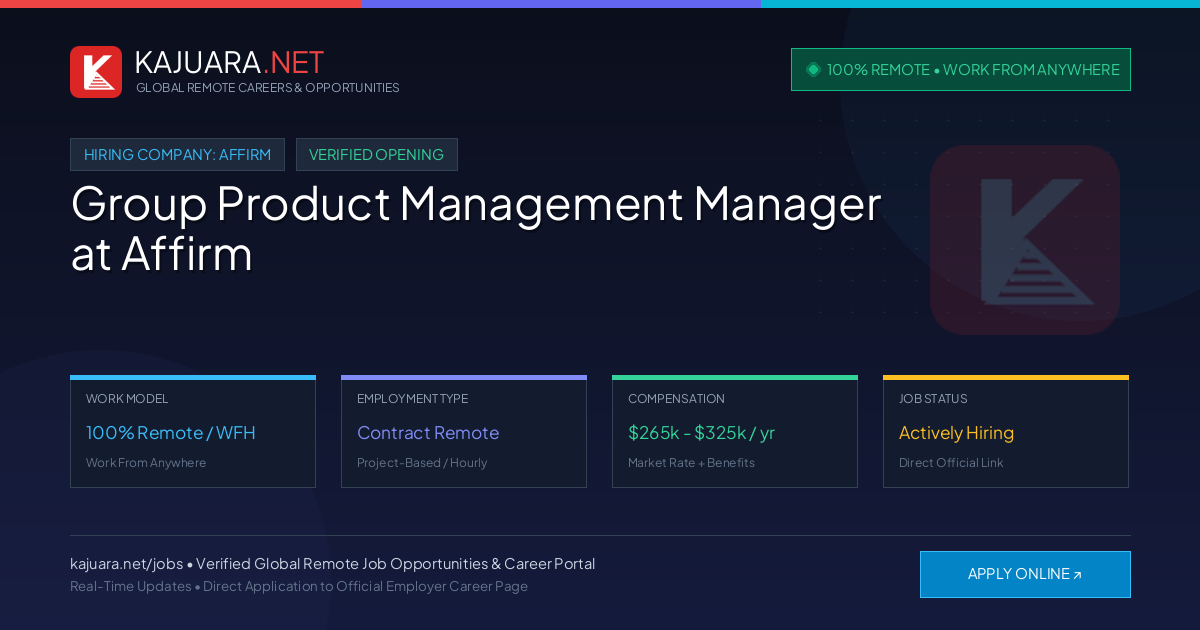[100% Remote] Group Product Management Manager at Affirm – Hiring Now