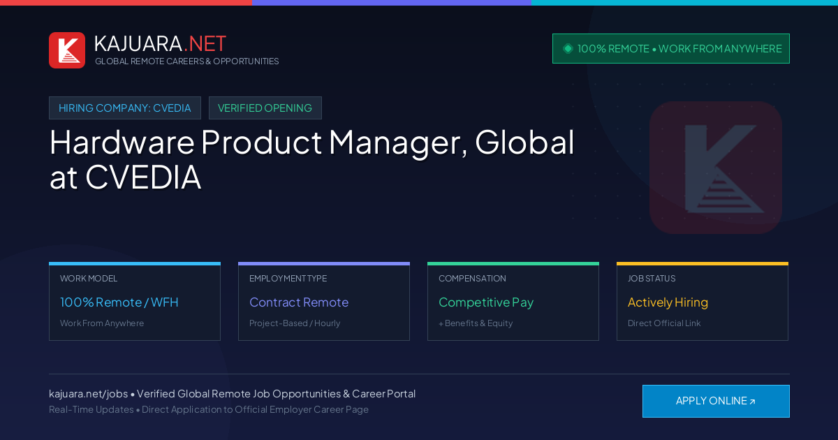 [100% Remote] Hardware Product Manager, Global at CVEDIA – Hiring Now