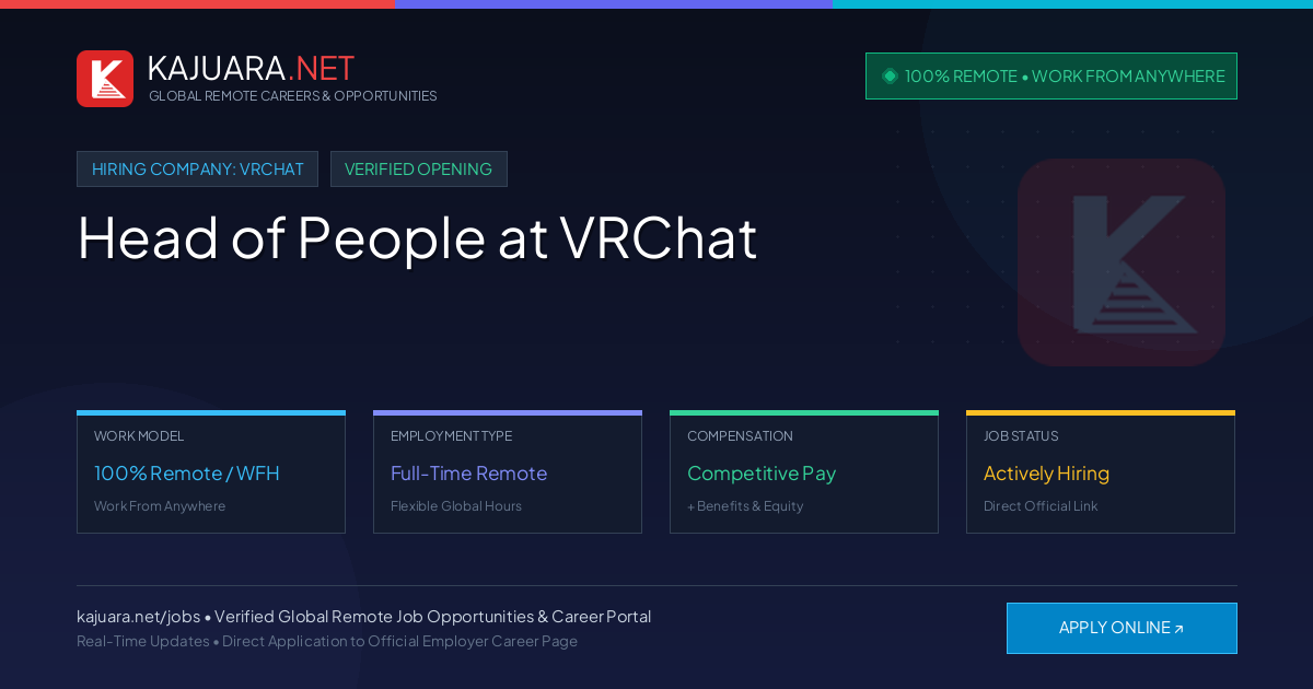 [100% Remote] Head of People at VRChat – Hiring Now