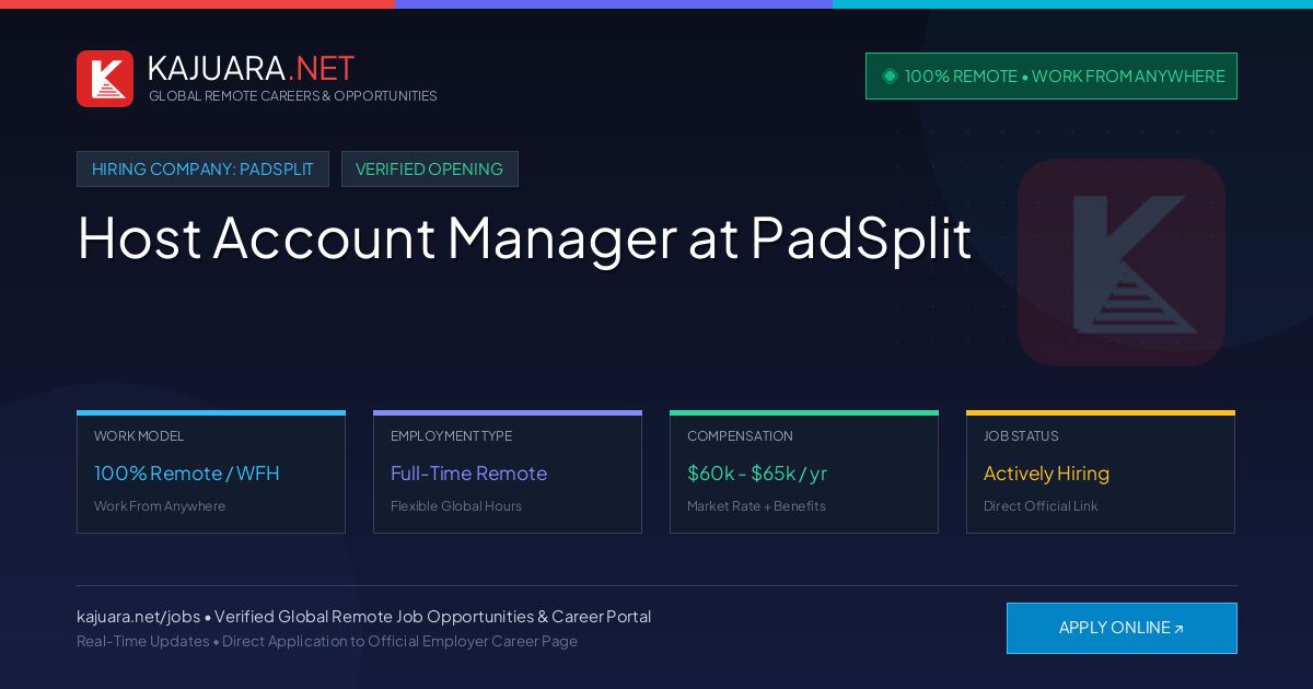 [100% Remote] Host Account Manager at PadSplit – Hiring Now