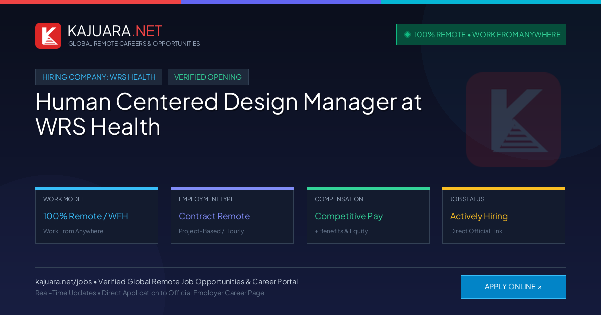 [100% Remote] Human Centered Design Manager at WRS Health – Hiring Now