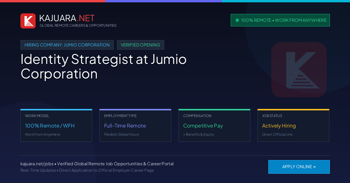 [100% Remote] Identity Strategist at Jumio Corporation – Hiring Now