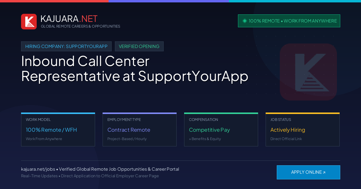 [100% Remote] Inbound Call Center Representative at SupportYourApp – Hiring Now