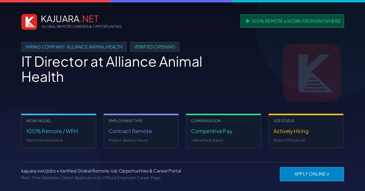 [100% Remote] IT Director at Alliance Animal Health – Hiring Now