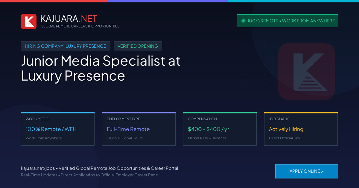 [100% Remote] Junior Media Specialist at Luxury Presence – Hiring Now