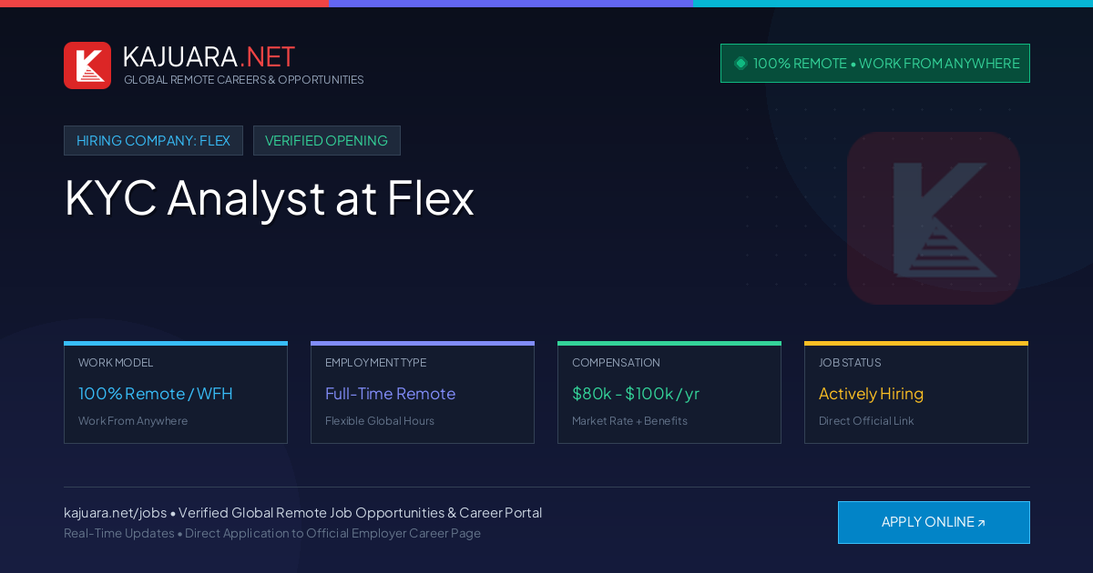 [100% Remote] KYC Analyst at Flex – Hiring Now